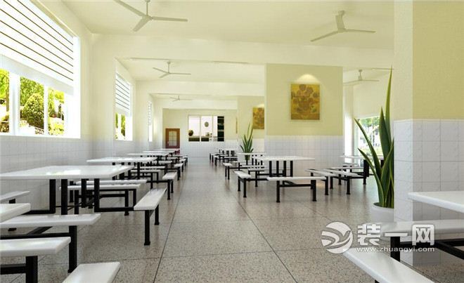 PART1:职工食堂如何装修? 现在很多大型的公司或者工厂都会专门设计一个职工食堂,解决员工的饮食问题,增加员工的福利。企业的员工食堂该如何装修呢? 1、职工食堂装修要处理好卫生状况,要保证员工有一个健康的就餐环境。地面铺上地砖,墙面采用白色的漆,清理起来更方便。如果地板有水,就要在旁边摆上一个警示牌,提醒大家注意滑倒。清洁的时间最好和就餐的时间错开,保证一个健康的就餐环境。 2、一般大型企业员工是比较多的,就餐高峰期就会很拥挤,职工食堂装修要做好走廊通道和大门的设计,以此来加强秩序。餐桌椅可以采用折叠