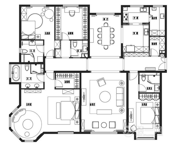 本地资讯 无限活力三室两厅设计 150平米混搭风格装修效果图    房屋